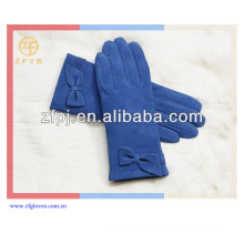 Custom Fashion Suede Lady Hand Glove With Bowknot